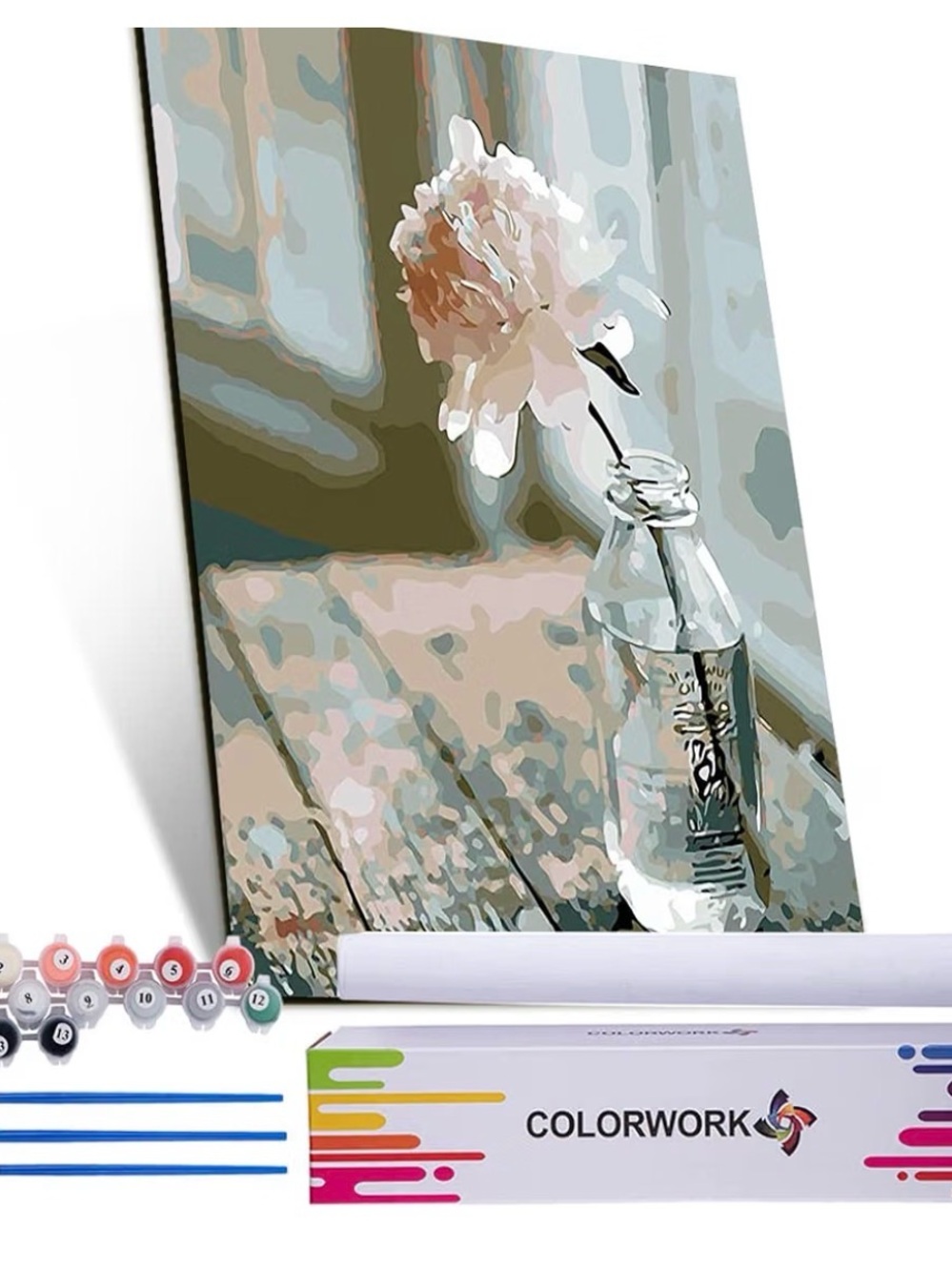 ColorWork - Paint by Numbers - 16 X 20" Flower in the window sill.